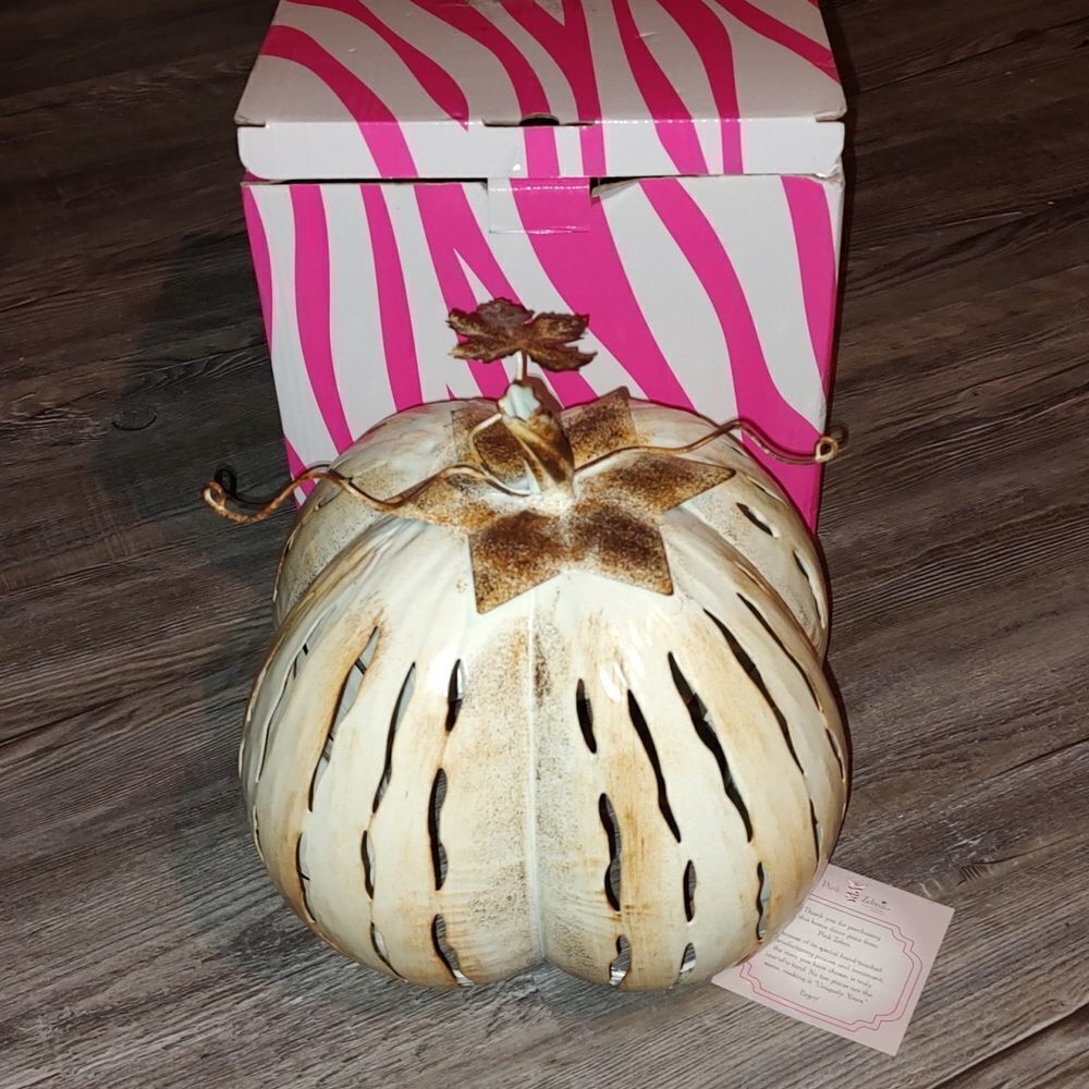 Pink Zebra Fairy Tale Metal Pumpkin Accent Shade NIB